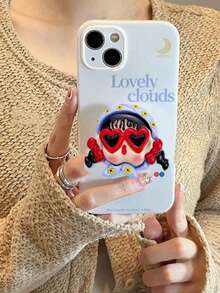 Cartoon Big Hair Bear Phone , Transparent Glitter Airbag Telescopic Grip, Compatible With Phone Case, Desktop Portable Ring Stand, Birthday Gift - Multicolor - View 4