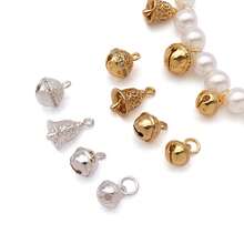 2pcs 18K Gold Plated Bell Charms Hollow Filigree Small Bell Pendants Metal Charms For DIY Christmas Bracelet Necklace Jewelry Making - Multicolor - View 3