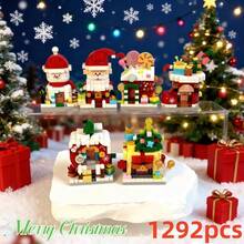 400pcs+6pcs Gift Box Edition Christmas Street Scene Series Micro Particle Building Block Toy Set, ABS Material, Creative DIY Handmade Assembly Toy, Stress Relief Healing Desktop Decoration, Adult Building Toy, Holiday Gift, Room Decor, Birthday Gift, Christmas Gift, Decoration, Commemorative, Holiday Gift Recommendation - Multicolor - View 7
