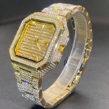 Men's Fashion Square Diamond-Encrusted Watch, Square Hip-Hop Diamond-Encrusted Bracelet Watch - Mouldless - View 10