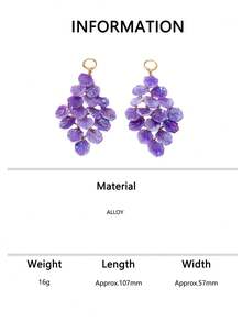 1 Pair Iridescent Purple Multi-Layer Petal Long Dangle Earrings, Heavy Craft Layered Tassel Design, Vacation Dress Atmosphere Earrings - Lilac Purple - View 6