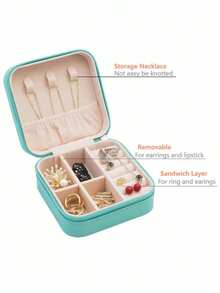 1pc Jewelry Storage Box, Large Capacity Jewelry Organizer, Mini Jewelry Box, Portable Travel Jewelry Box, Makeup Storage Box, Simple Travel Home Jewelry Box - Multicolor - View 8