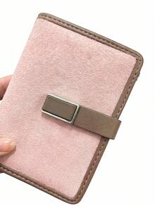 Dompet Pendek Wanita Bahan Lembut PU Suede dengan Desain Tepi Halus Patchwork Warna Kontras Gaya Baru Dompet Tempat Kartu Tas Terintegrasi Gesper Indah Kantong Kecil Genggam Dompet Koin dengan Resleting - MultiWarna - View 11