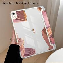 Airplane And Skyscraper Pattern Painted Effect Tablet Protective Case With Stand, Compatible With Honor 8/9/10/X8/X8A/X9/X8Pro/X9Pro, MatePad SE 11 Inch/MatePad 11 Inch/11.5 Inch, MatePad Pro, Apple 10th/11th Gen 2025 (A16), Galaxy Tab A7/A9 And Other Popular Models - Style 38 - View 6