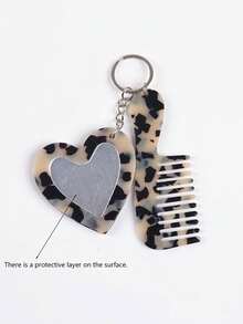 Glitter Keychain Mirror Comb Set, Cute Mini Pocket Mirror With Hairbrush Keychain, Portable Acrylic Makeup Mirror Keychain, Suitable For Girls And Women, Backpack Charm Gift - Multicolor - View 12