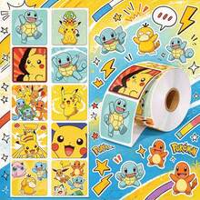 1set/500pcs Square Sticker Roll With Assorted Anime Characters. Vivid HD Printing, No Sticky Residue. Perfect For Crafts, Gift Sealing And Party Decorations.(Stochastic Style) - Multicolor - View 1
