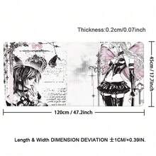 Gothic Dark Anime Girl PU Leather Desk Mat, Large Waterproof Anti-Slip Mouse Pad, Vintage Cross Sketch Pattern Table Protector, Aesthetic Japan Manga Keyboard Mouse Mat For Gaming Study Desktop Decor - View 13