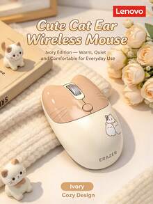 N521 Mouse Nirkabel Telinga Kucing, Senyap dan Portabel, Mouse Lucu, Hadiah untuk Anak Perempuan, Kompatibel dengan Desktop, Lenovo Legion, dan Laptop, Tersedia dalam warna Telinga Kucing Putih Susu dan Telinga Kucing Merah Muda Peach. - View 8