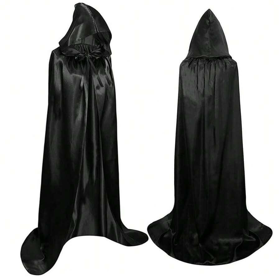 Áo choàng dài tay màu đen có mũ trùm đầu dành cho người lớn, phù hợp cho Halloween, lễ hội hóa trang, và cosplay ma cà rồng. - Đen B - Xem 1