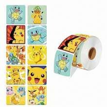 1set/500pcs Square Sticker Roll With Assorted Anime Characters. Vivid HD Printing, No Sticky Residue. Perfect For Crafts, Gift Sealing And Party Decorations.(Stochastic Style) - Multicolor - View 5