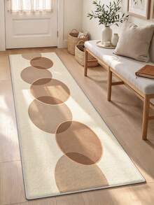 1pc Minimalist Geometric Line Print Pattern, Simple Long Runner Rug, Easy To Clean Long Runner Carpet, Suitable For Kitchen, Dining Room, Hallway, Corridor And Other Indoor Spaces, All Season Use - Camel - View 2