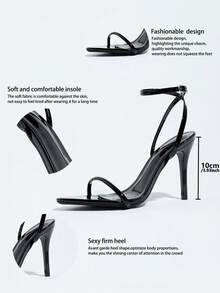 Black Summer New Pointed Toe Single Strap Breathable Open Toe High Heel Sandals Versatile Minimalist Stiletto Heel Sandals For Women - Black - View 7