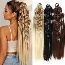 1 buah/2 buah Ikat Rambut Ekor Kuda Gelombang Dalam Pelangi, Ekstensi Rambut Keriting Sintetis Warna-warni, Dekorasi Gaya Rambut Wanita untuk Pesta Festival - MultiWarna - View 2