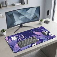 Purple Floral Pattern Gaming Mouse Pad, Non-Slip Rubber Desk Mat, Smooth Glide Surface, Suitable For Computer Laptop Office Home, Elegant Abstract Art Decor, Back To School Supplies - B - View 7