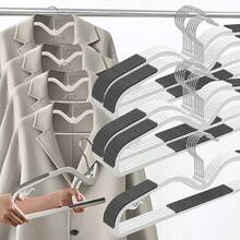 Space-Saving Short Neck Collapsible Hanger Set (10pcs), Low-Profile Short Neck Design Fits Compact Wardrobes, Wide Shoulder Line For Even Weight Distribution, Prevents Clothes From Bulging And Deforming, Non-Slip Grip With Deep Anti-Drop Grooves, Fabric-Friendly No Snagging, Durable And Scratch-Resistant Home Storage Essential - Multicolor - View 5