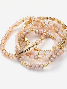 Sorayune 6pcs Set Elegant CCB Beaded Multi-Layer Elastic Bracelet Suit, Suitable For Women's Holidays Gift And Daily Wear - Multicolor - View 5