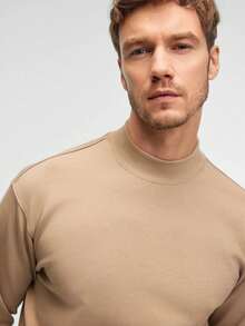 Men's QUILLA Men's Mock Neck Basic Beige Sweatshirt - Beige - View 5