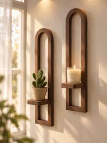1pc/2pcs Wall-Mounted Hanging Shelf, Arched Candle Holder Display Rack, Vintage Dark Decorative Shelf, Home Decor, Suitable For Aromatherapy Candles, Crystals, Small Ornaments, Living Room, Bedroom, Entryway Wall Display, Gift - Multi-color E - View 5