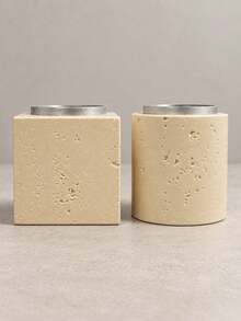 1pc/2Pcs Contemporary Style Assorted Shape Vase Set, Hole Textured & Rim Detail, Floral Display Vase, Desktop Ornament For Apartment, Thanksgiving & New Year Home Styling - Yellow Hole Stone - View 11