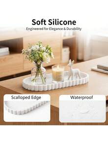 1PC/2PCS Marble Pattern Silicone Vanity Trays, Elegant Decorative Organizer For Perfume, Jewelry, Cosmetics, Soap And Bathroom Essentials - Multicolor - View 6