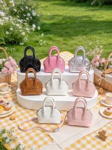 This Single-Pack Of , Cute Candy-Colored Mini Seashell Bag With A Lychee Pattern Is A Pu Crossbody Bag Perfect For Everyday Use. - Mini Tote Bag - View 2