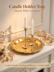 S/M/L/XL Metal Decorative Tray, Embossed Vintage Jewelry Organizer Dish, Multi-Purpose Tabletop Holder, For Jewelry, Aromatherapy Candles, Bedroom Home Decoration, Christmas Gift For Holiday Table Decor - Multicolor - View 2
