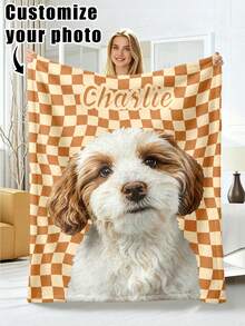 1pc Customized Photo Blanket, Personalized Flannel Blanket With Photo And Text, Office Nap Blanket, Comfortable Blanket, Mother's Day, Father's Day Gift For Parents, Bedding Blanket, Bed Custom Blanket, Custom Text Blanket, Personalized Home Blanket - Multicolor - View 17