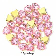 30pcs/Pack Colorful Heart-Shaped Rhinestones, 1cm/0.39in Stainless Steel Base, Heart Rhinestones, DIY Handmade Clothing, Shoes, Hats, Boxes, Packaging Decoration, Shiny Rhinestone Decoration - Heart-shaped Rhinestone - View 19