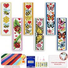 14CT Printed Cross-Stitch Bookmark Kit Includes 6 Bookmarks, Cute ...