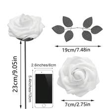 10/50pcs (Half Flowers And Half Leaves) Artificial Foam Roses With Stems, Realistic Ivory White Fake Roses For DIY Wedding Bouquets, Baby Shower Centerpiece Floral Arrangement, Party Table And Home Decor (Due To Lighting And Monitor Differences, There May Be Slight Color Variations; New Sealed Packaging May Have A Slight Material Odor, Which Is Normal. Please Air Out In A Ventilated Area For 1-2 Days Before Use, And The Odor Will Gradually Dissipate. If You Are Sensitive To Odors, Please Order With Caution.) - Red - View 2