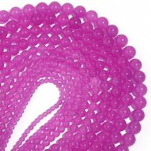 1pc 4/6/8/10/12mm Purple Chalcedony Round Loose Beads, Smooth Material, Suitable For Handmade DIY Bracelet Necklace Earring Making Decoration Materials, Holiday Gifts For Men And Women, Elegant Women Gifts, Handmade Accessories Spacer Beads, Handmade Enthusiasts - Purple - View 4