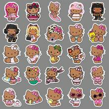 Hasbro 50pcs Sanrio Black Skin Hello Kitty Stickers Cute Sanrio KT Cat Stationery Guka Computer Planner Stickers - Multicolor - View 4