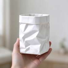 Creative 3D Printed Realistic Crumpled Paper Bag Pen Holder, Minimalist INS Style Desktop Stationery Organizer, Vanity Makeup Brush Storage Box, High-Value Artistic Desk Decor, Small Cosmetic Organizer Container, Nordic Style Desktop Decoration Storage Cup - View 7