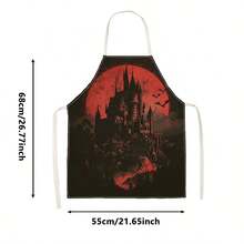 1 buah Celemek Pesta Kastil Vampir Halloween - Desain Tanpa Lengan Leher Halter dengan Pola Dekoratif Bulan Merah Darah, Kastil Berduri, dan Kelelawar Terbang, Cocok untuk Memasak di Dapur, Membersihkan Rumah, dan Pesta Halloween, Dekorasi Rumah, Celemek Suasana, Perlengkapan Rumah Tangga Sehari-hari yang Menyenangkan, Hadiah Liburan yang Menyenangkan - MultiWarna - View 13
