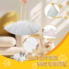 Cat Litter Box Trash Bags, Cat Litter Box Liners - Thickened Leak-Proof With Drawstring, Odor-Locking, Non-Stick Bottom, Slouchy-Friendly, Large Size Cat Litter Box Trash Bags - Cat Family , Christmas Gift - Multicolor - View 5