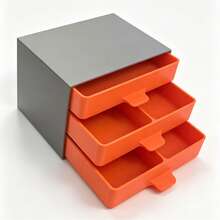 3-Layer 3D Printed Desk Drawer Organizer, With 1/2/4 Compartments, Suitable For Jewelry, Small Items, Office Supplies And Other Items Storage, A Mini Desktop Organizer, Suitable For Home And Office Scenarios. - Silver + Orange - View 10