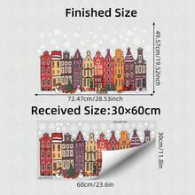1/3/4 Sheets Cute Christmas Village Snow House Static Window Clings, Snowman Tree Window Decals For Glass, Winter Party Kids' Room Decor - Multicolor - View 15
