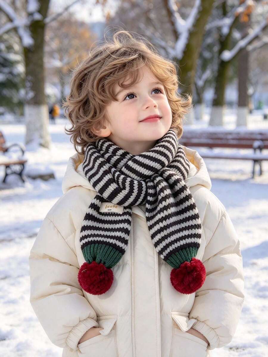 Children's Knitted Scarf, Provides Warmth And Comfort In Winter. Made Of Soft Knitted Fabric, Perfect For Outdoor Use In Snowy Environments. - Multicolor - View 1
