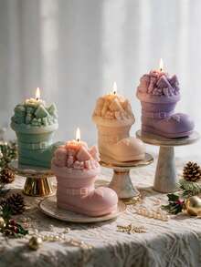 Christmas Boot With Bear Candle Mold Christmas Shoe Santa Claus Silicone Mold Boot Plaster Gypsum Mould For Home Decor - Multiple Styles - View 5