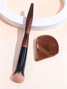 1pc Wooden Handle Triangle Sloped Concealer Brush, Contour Brush, Blush Brush, Multi-Function Makeup Brush, Portable Beauty Tool For Beginners - Multicolor - View 9