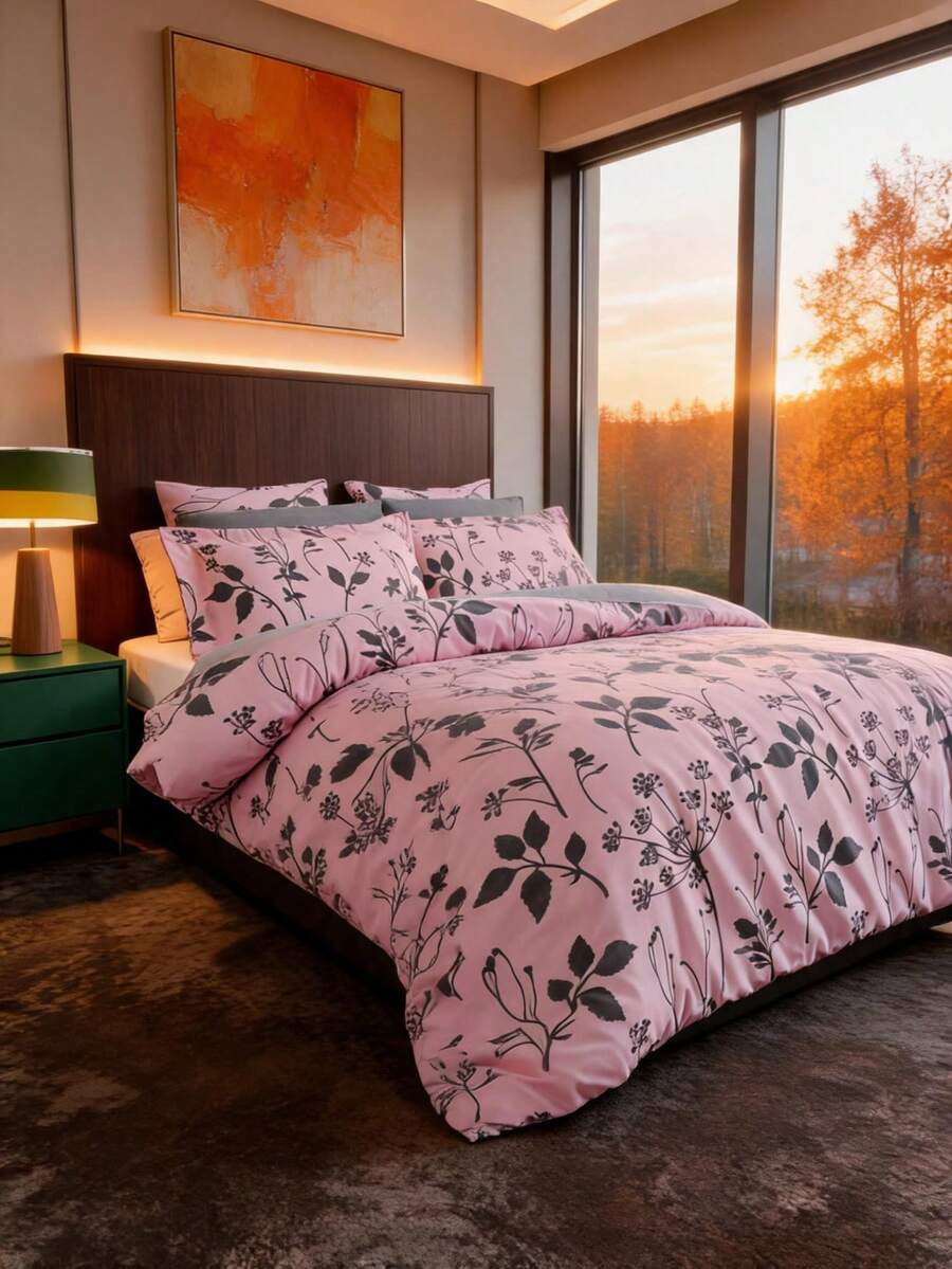Always Home- Duvet Set - Cozy Set With Pillow - Hot Pink - View 1