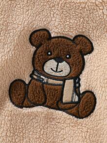 Baby Boys Simple Playful Style Outdoor Plaid Bear Jacket, Autumn/Winter - Apricot - View 7