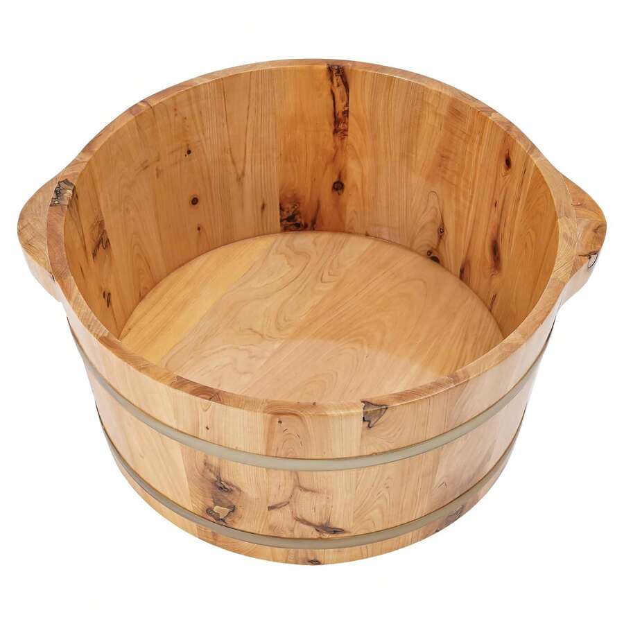 [Big Different]Fußbadewanne aus Holz, Praktische Fußbad Schüssel Fussbad Tragbare Fußwanne Fußbottich Saunawanne Saunakübel 36.5x18cm[A Practical Gift Idea For You] - MRA9Y8-000500=Standard - Übersicht 1