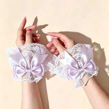 1 Pair Women's Lace Bow Arm Sleeves, Lace Arm Warmers, Multi-Color Bow Arm Sleeves For Gothic Lolita Outfit - Speaker Bow-b - View 10