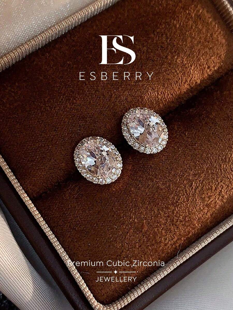 ESBERRY 1對經典浪漫正方形耳釘，優雅女士珠寶禮物，適合婚禮、派對裝飾