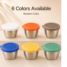 6pcs Sauce Cups With Lids, Portable Salad Dressing Containers, Stainless Steel Mini Condiment Boxes, Suitable For Dipping Sauce, Lunch Box, Leak-Proof, Random Color, Back To School Lunch Accessories, Kitchen Storage, Meal Prep - Multicolor - View 16