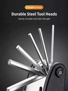 16 In 1 Portable Foldable High Carbon Steel Bicycle Multi Repair Tool, Outdoor Cycling Style Black Compact Shape Hex Wrench Screwdriver Socket Hand Tool For Mountain Road Bike Motorcycle Emergency Maintenance - 1 - View 4