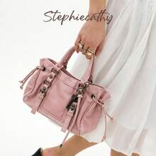STEPHIECATHY Large Women's Vintage Distressed PU Leather Shoulder Tote Bag, Women's Retro Y2K Multi-Pocket Street Style Handbag, Suitable For Commuting, Shopping, Travel - Multicolor - View 4