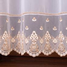 FLYINGCURTAINS Linen Look Lace Embroidery Cafe Curtain Set, Scalloped Sheer Voile Short Curtain With Valance, Light Filtering Rustic Farmhouse Window Drapes For Kitchen Bathroom Small Window Decor - 2A - View 6