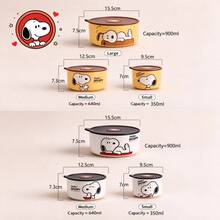 4-Inch Snoopy Airtight Food Storage Container, Cute Cartoon Ceramic Bowl With Lid, Microwave - Multicolor - View 5